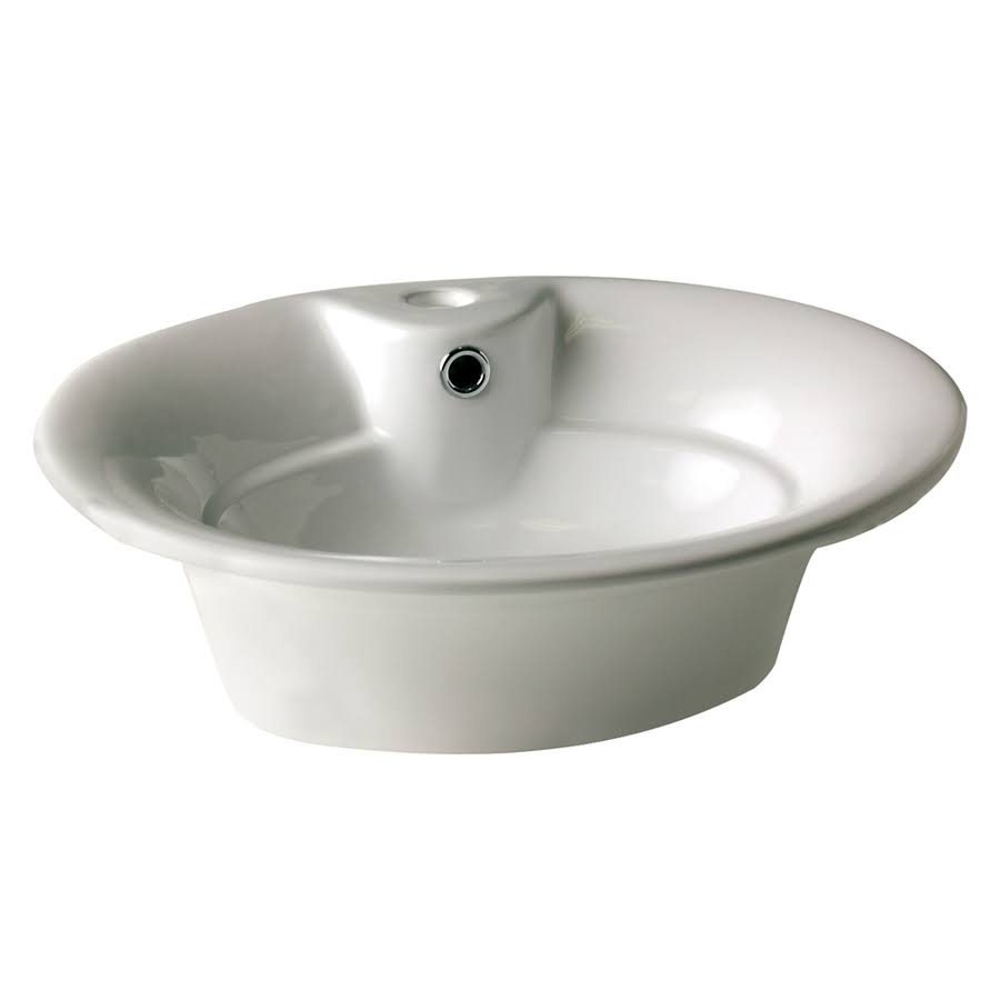 Biscuit Oval Vessel Bathroom Sink with Overflow O110