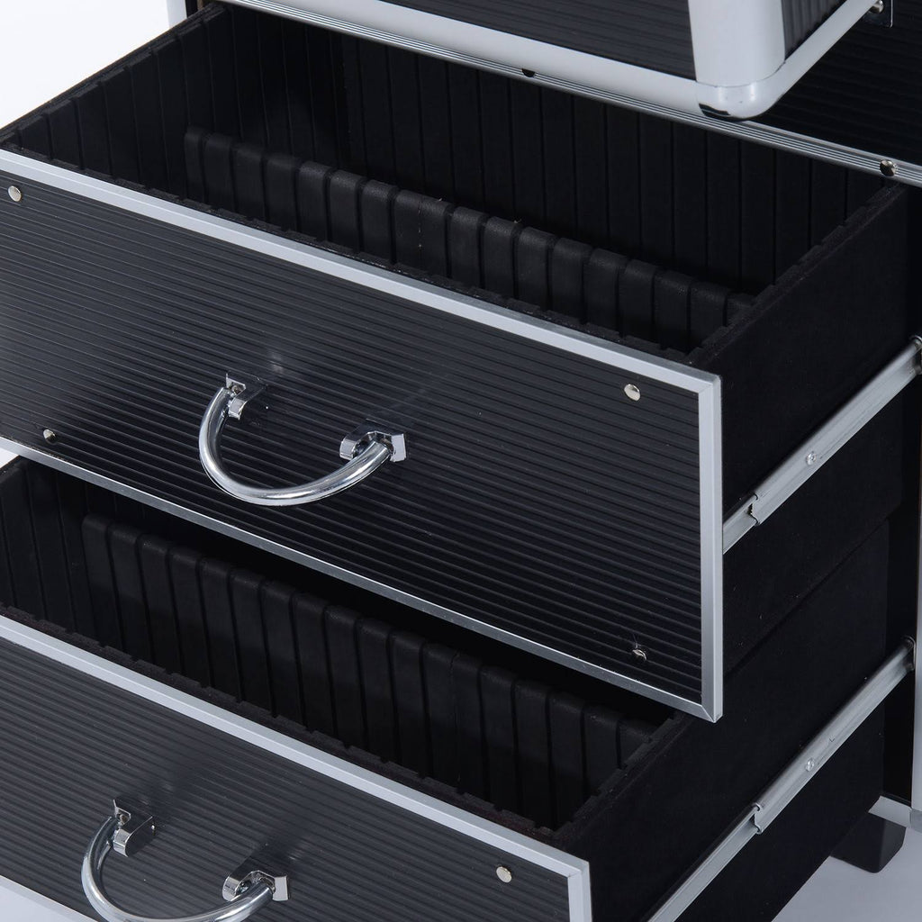 4 Tier Lockable Cosmetic Train Case with Extendable Trays Black B14608