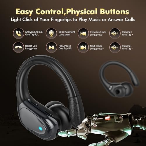 Black Wireless Earbuds with LED Display, IPX7 Waterproof A71327
