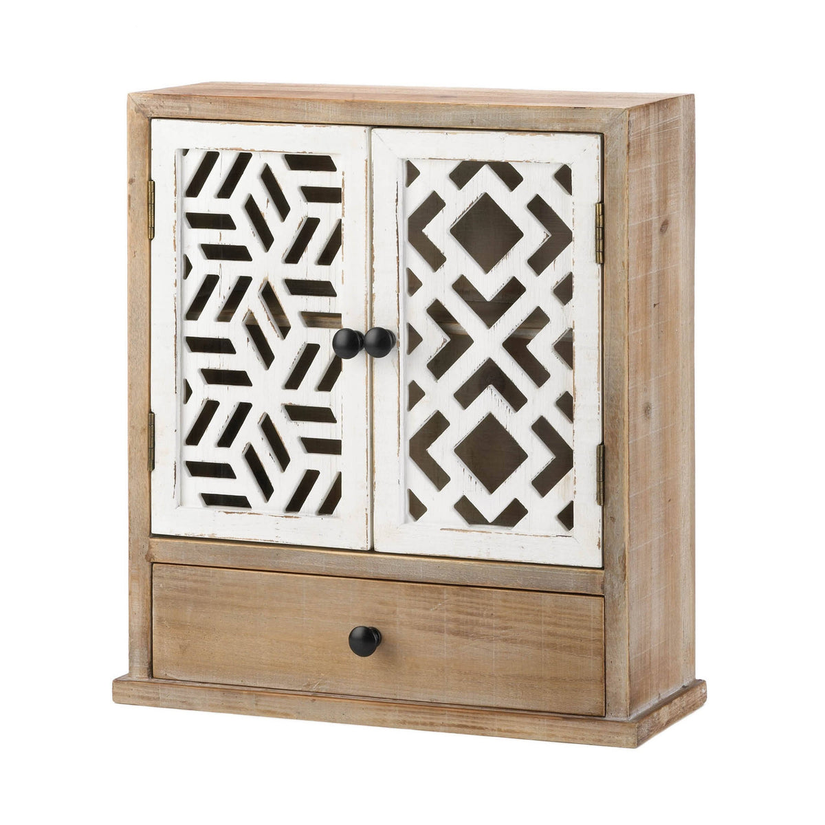 White Geo Pattern Wall Cabinet D740365
