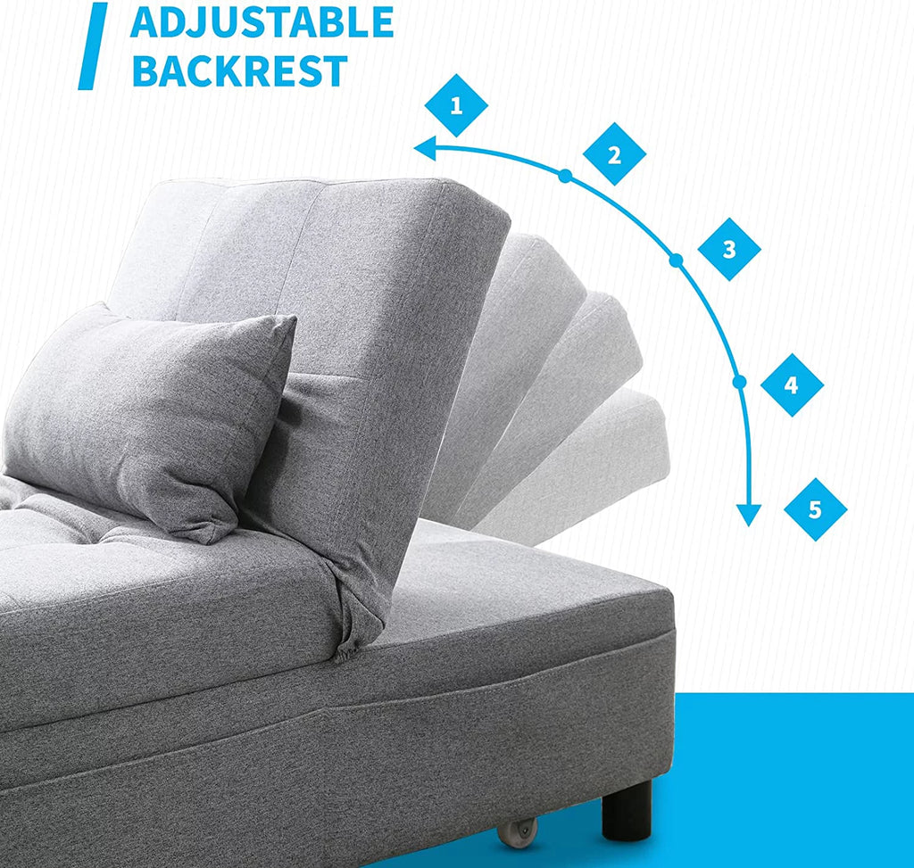 4-in-1 Convertible Sleeper Chair with Pillow Light Grey X4992