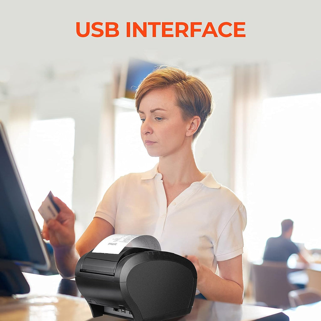 Black 80MM Thermal Receipt Printer with Auto Cutter Q12420