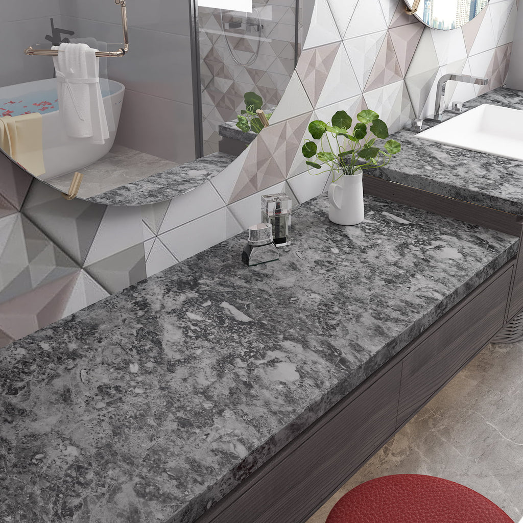 Charcoal Grey Marble Contact Paper Self Adhesive Waterproof Vinyl Wallpaper I440