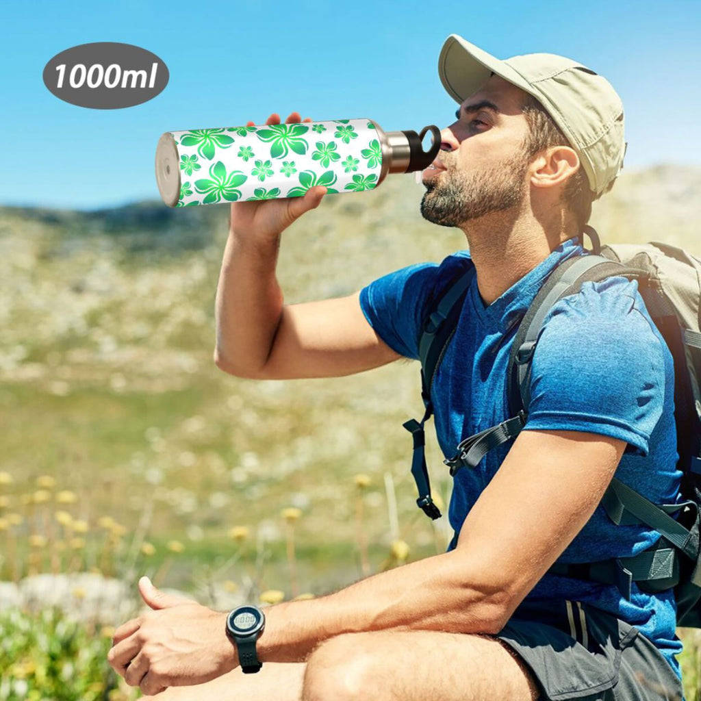Green Stainless Steel Insulated Water Bottle with Straw Lid J516689