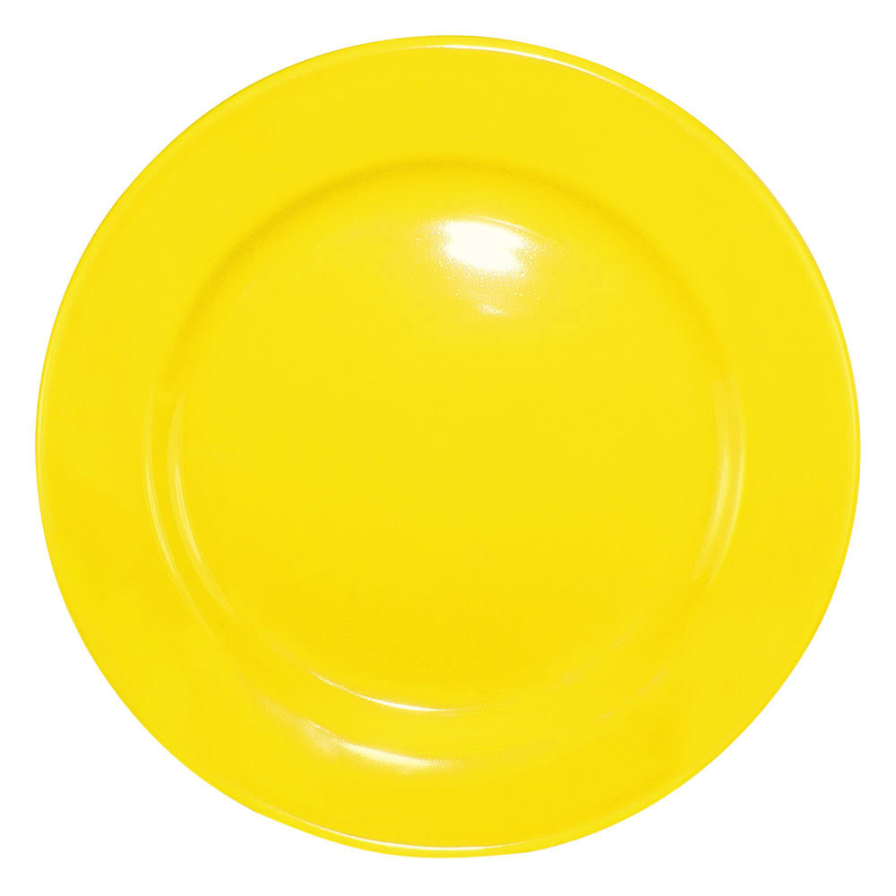 Yellow Stoneware Rolled Edge Wide Rim Plate - 24/Case V86884