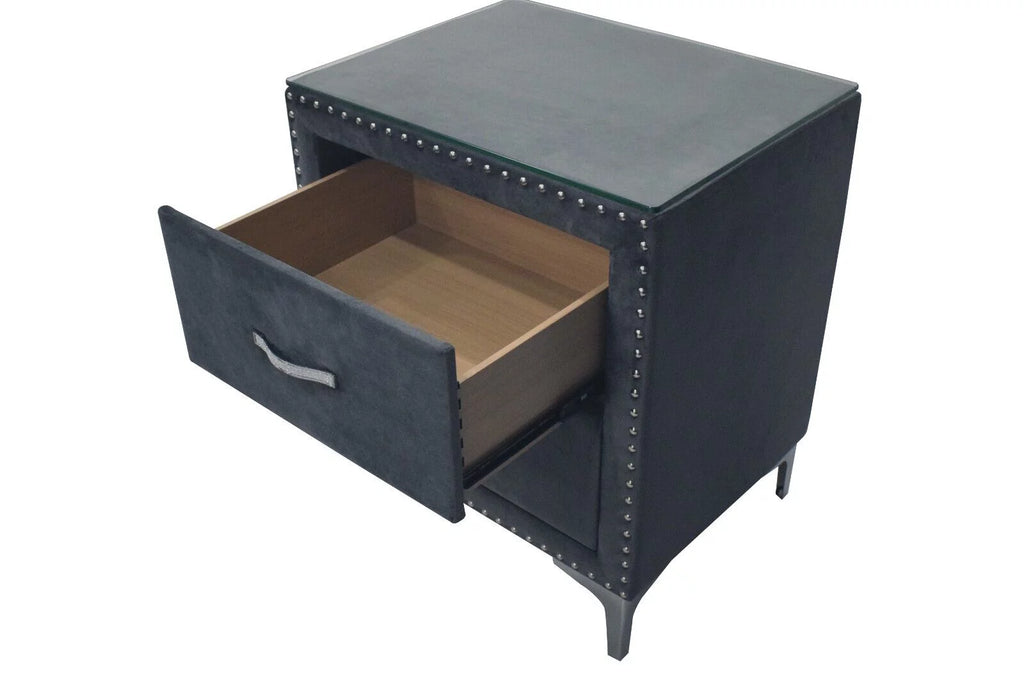 Dark Gray Velvet 3pc King Size Bedroom Set H646