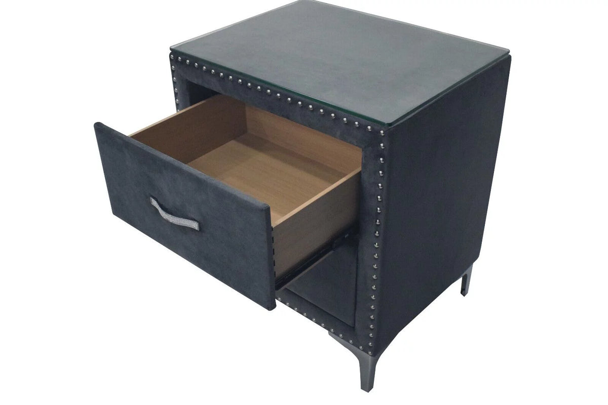 Dark Gray Velvet 3pc King Size Bedroom Set H646