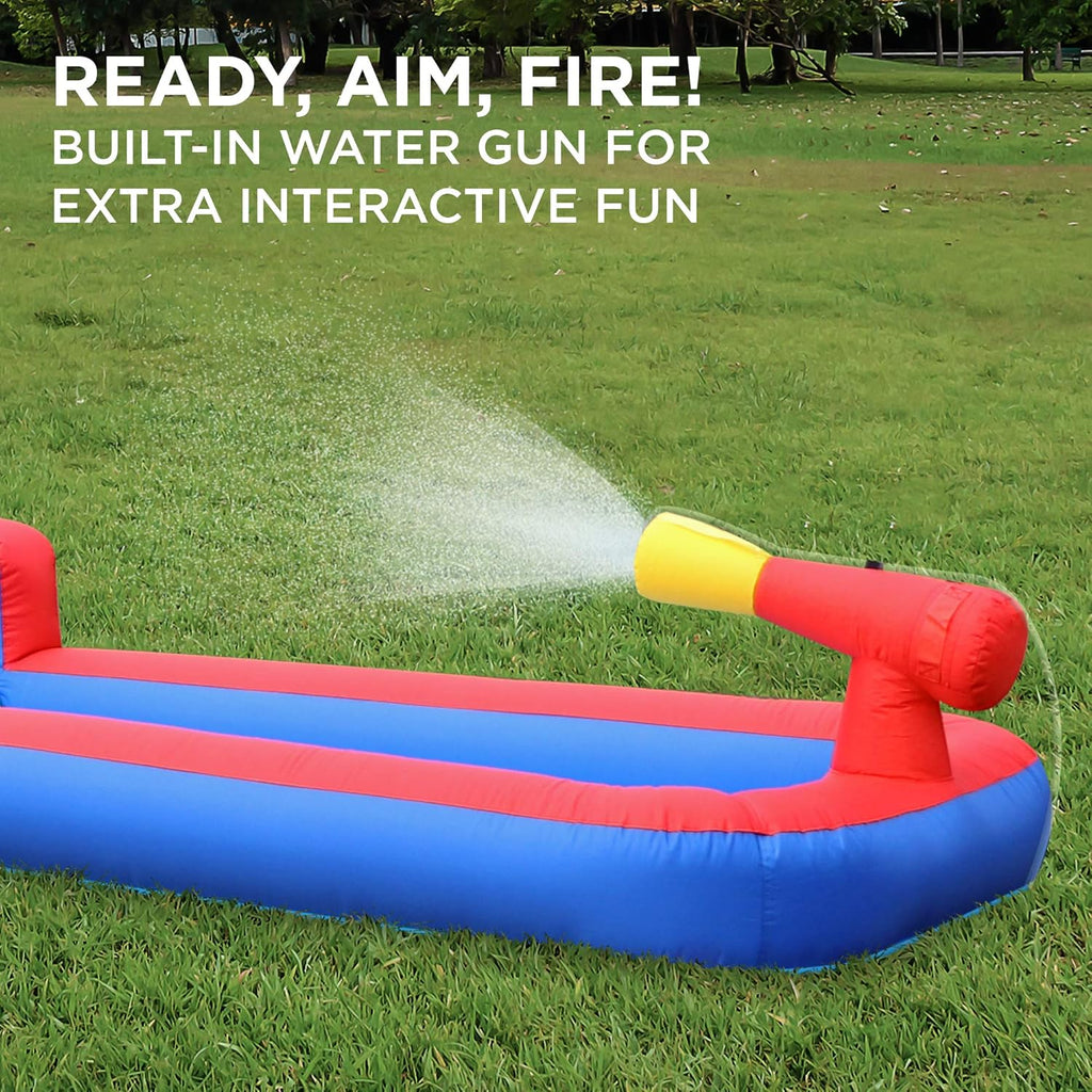 Inflatable Water Slide Park with Climbing Wall, Slide, Splash Pool, Air Pump & Carrying Case E919
