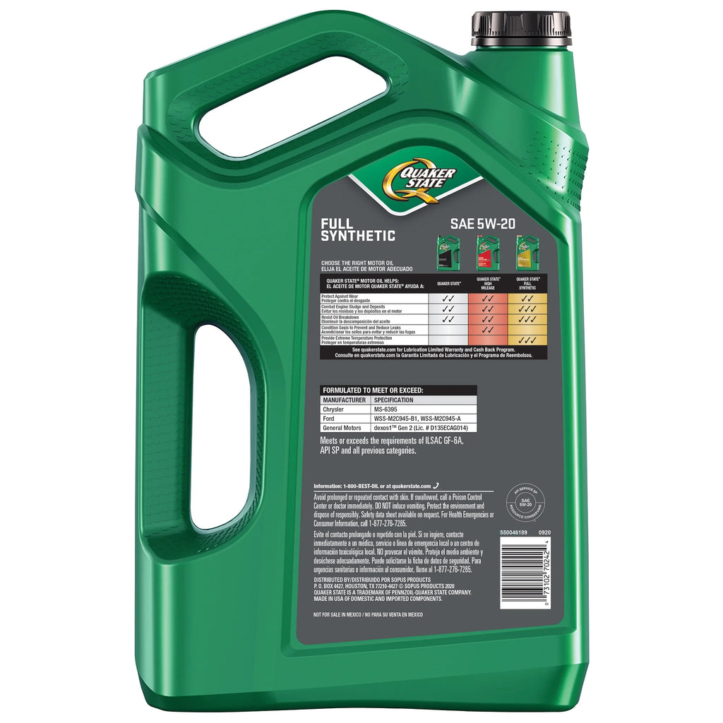 Full Synthetic 5W-20 Motor Oil, 5-Quart P2118