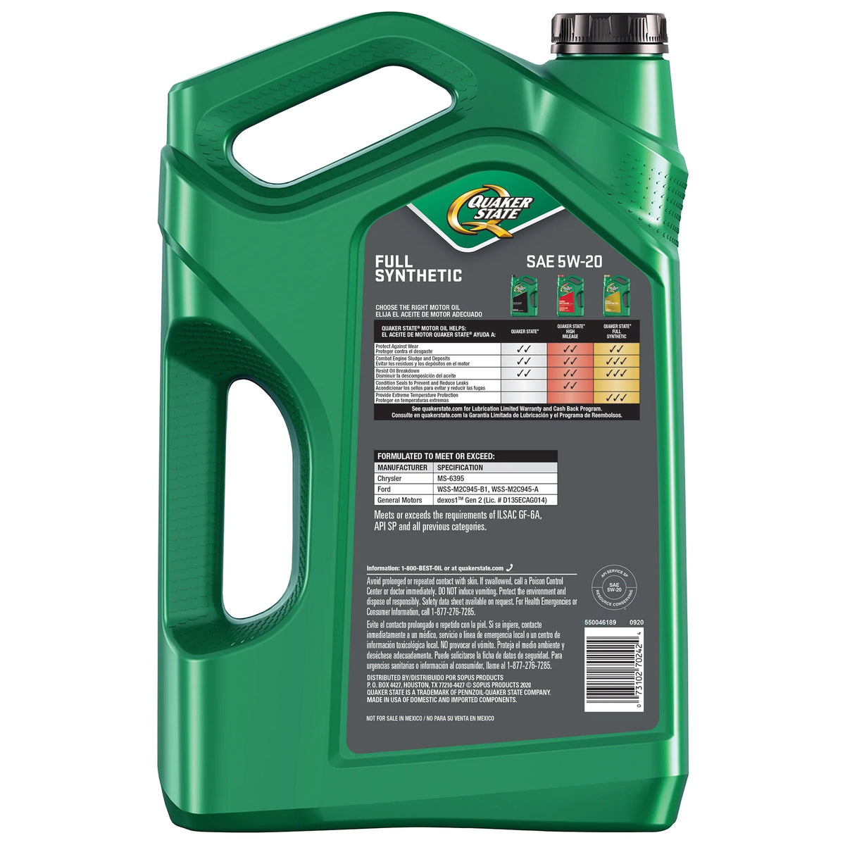 Full Synthetic 5W-20 Motor Oil, 5-Quart P2118