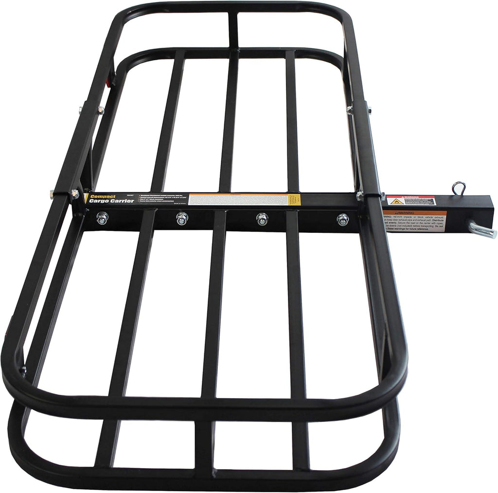 Steel Hitch Cargo Carrier with High Side Rails, 500-lb Load Capacity, Black Q7182
