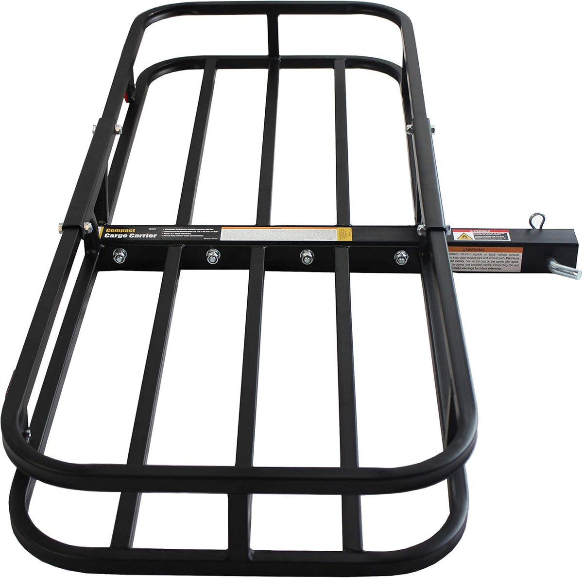 Steel Hitch Cargo Carrier with High Side Rails, 500-lb Load Capacity, Black Q7182