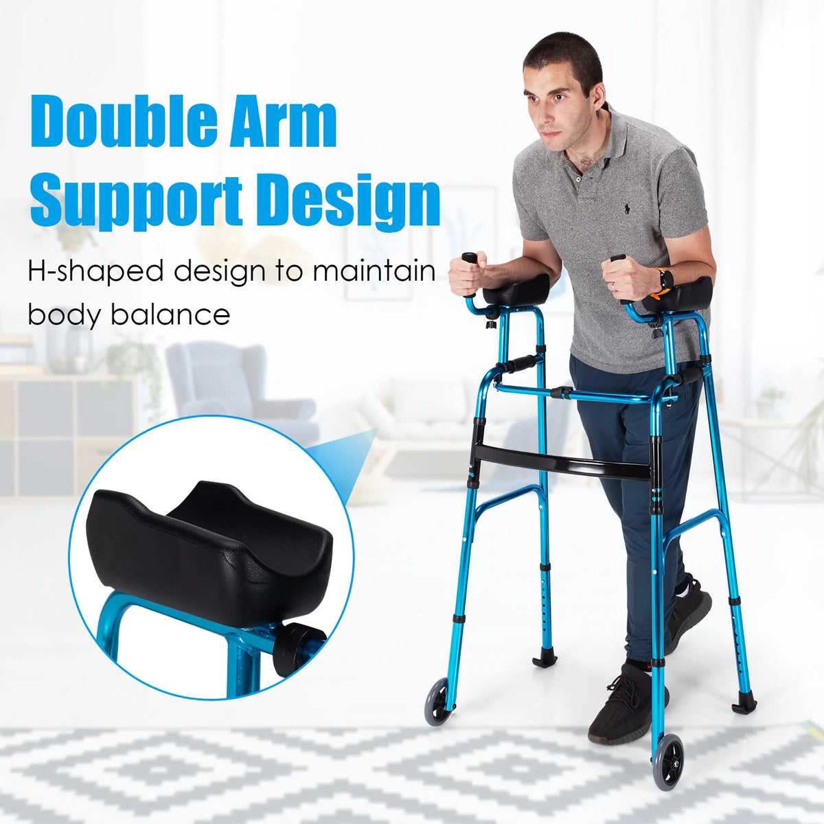 Folding Aluminum Alloy Walker with Armrest Support T948