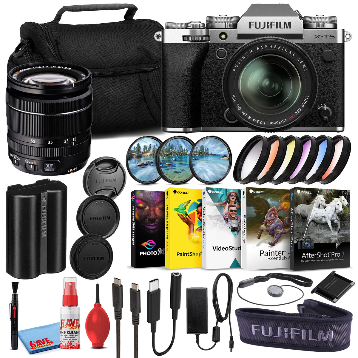 Silver Mirrorless Digital Camera with 18-55mm Lens Bundle A571594