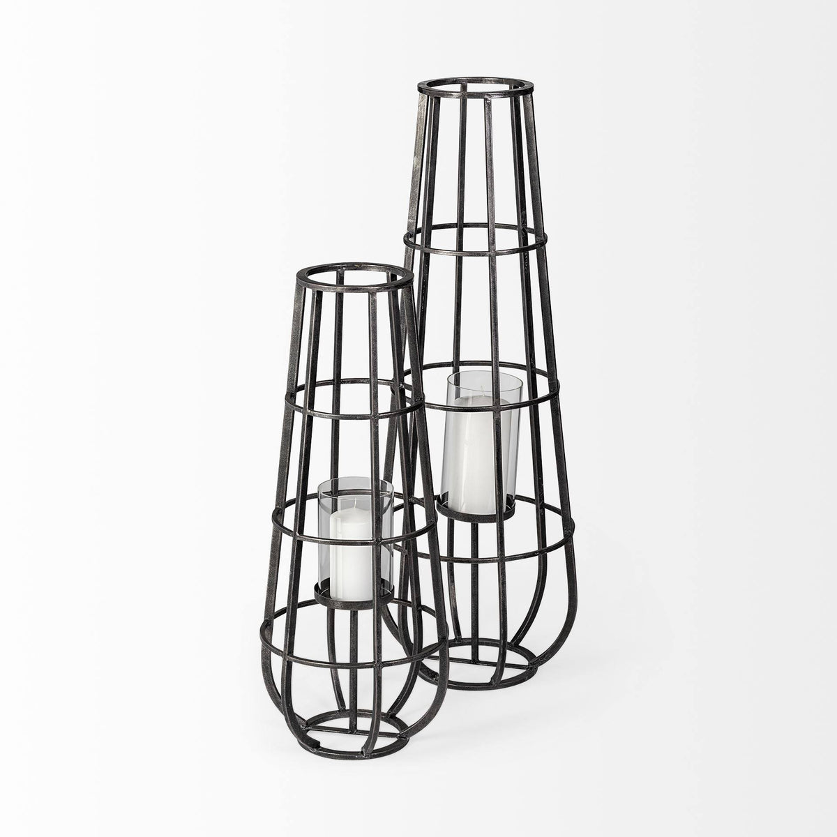 Black Metal Candle Holder Lantern P303