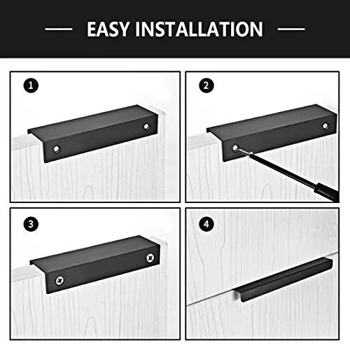 Black Aluminum Finger Pull with Screws, 6 Pcs W340689