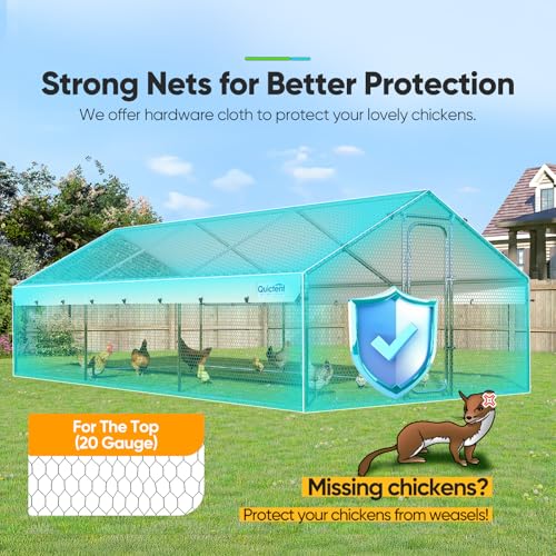Large Metal Chicken Coop Run with Roosting Perch and Waterproof Roof Cover, 12x9x6.6FT G146147