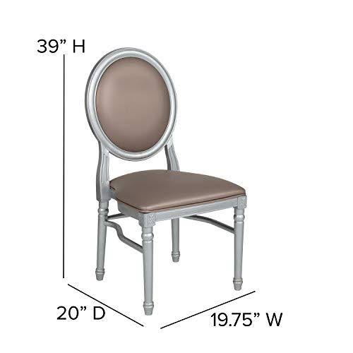 2 Pk. King Louis Chair with Taupe Vinyl Back and Seat and Silver Frame Q277129