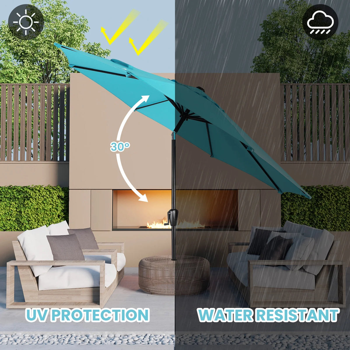 9' Round 8Rib Aluminum Market Umbrella U86478