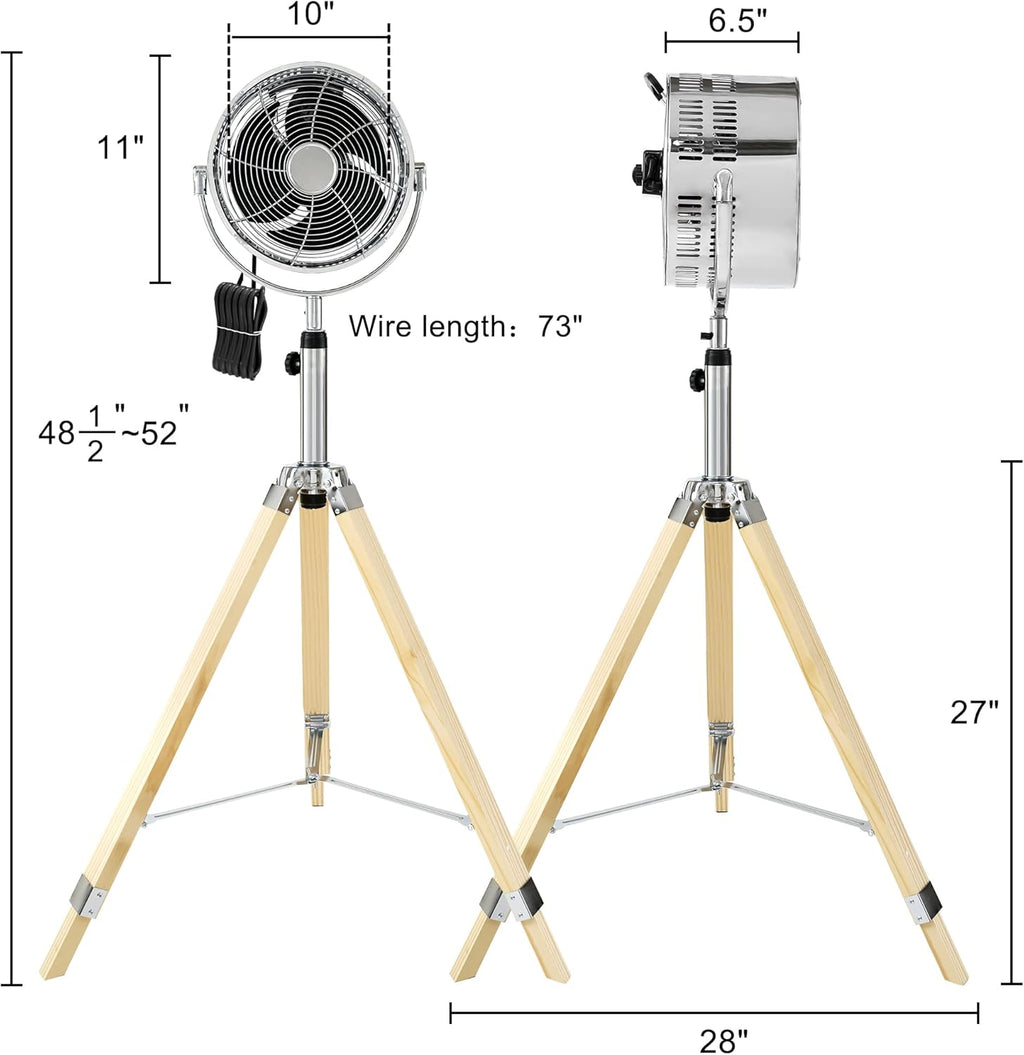 16 Inch Retro Tripod Fan, 3 Speeds, Adjustable Height G79018