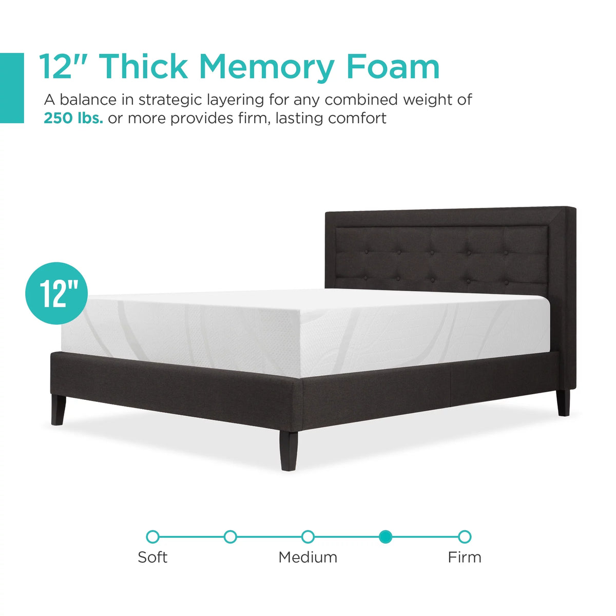 12in Full Size Medium-Firm Memory Foam Mattress C371
