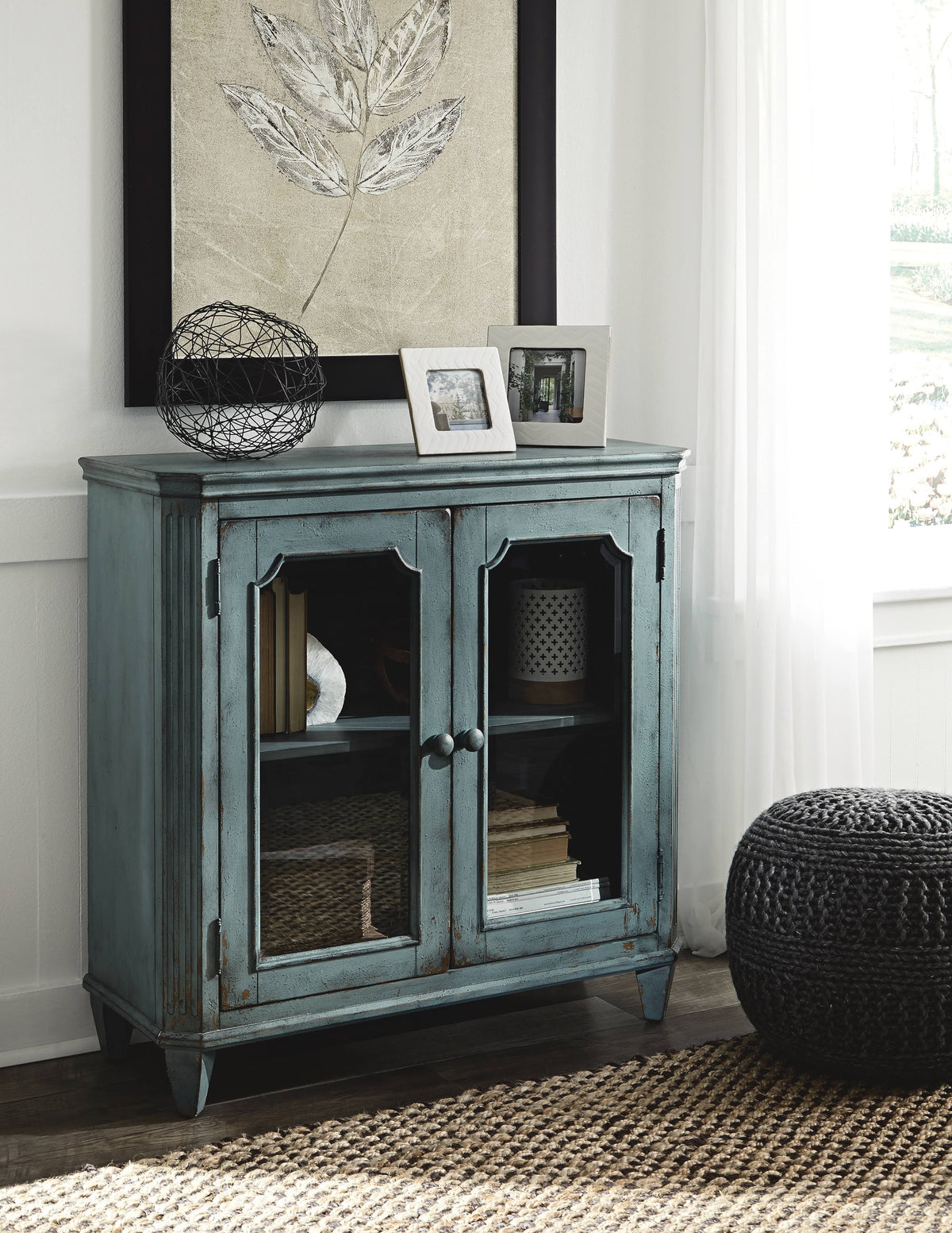 Antique Teal Door Accent Cabinet O775127