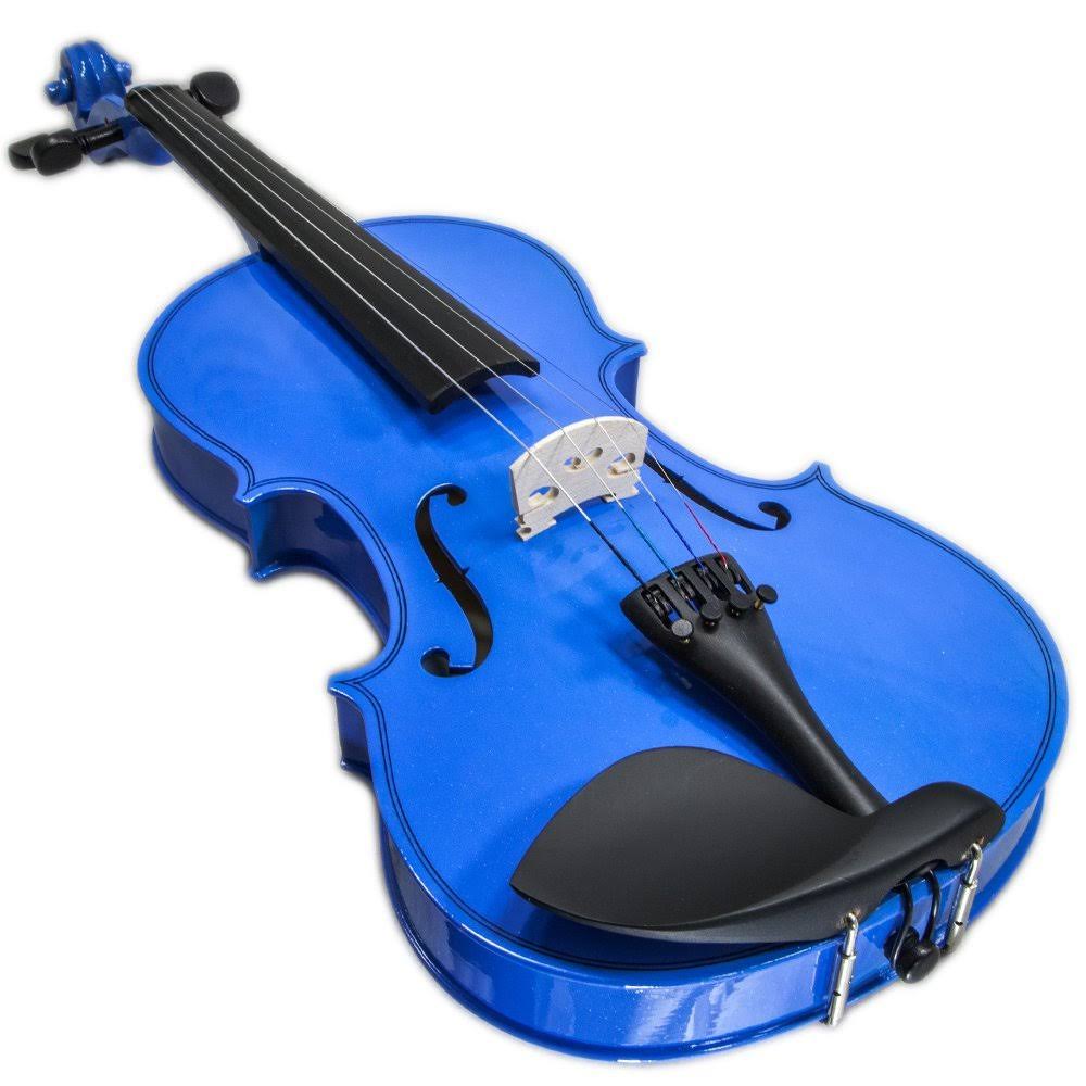 Blue Solidwood Violin with Brazilwood Bow and Case S52818