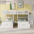 White Wood Triple Bunk Bed with Guardrails Z4341