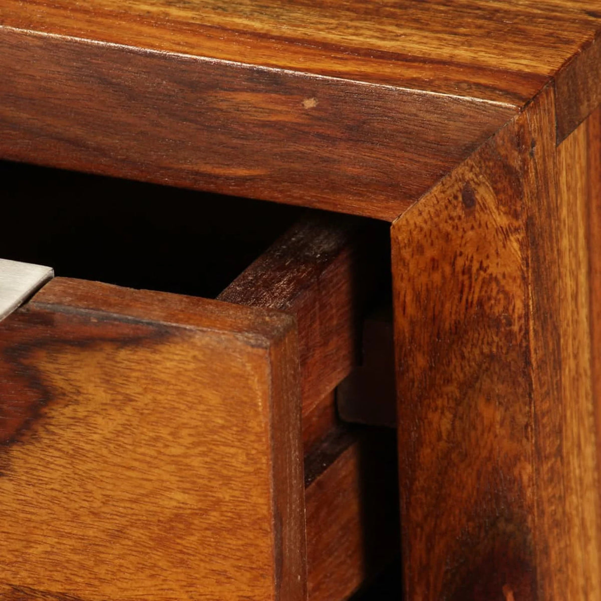 Sheesham Wood TV Stand with Door Cabinet and 2 Storage Drawers E5280