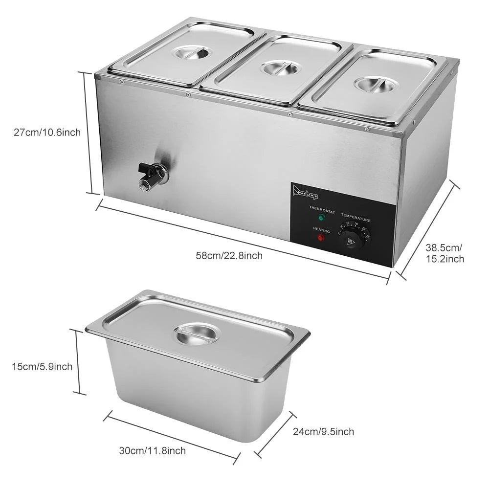 6.9Qt Stainless Steel Food Warmer Steam Table S6088