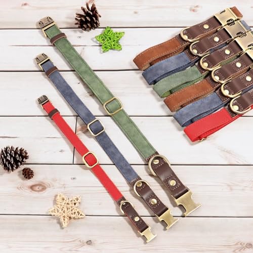 Brown Leather Dog Collar with Quick Release Metal Buckle N646
