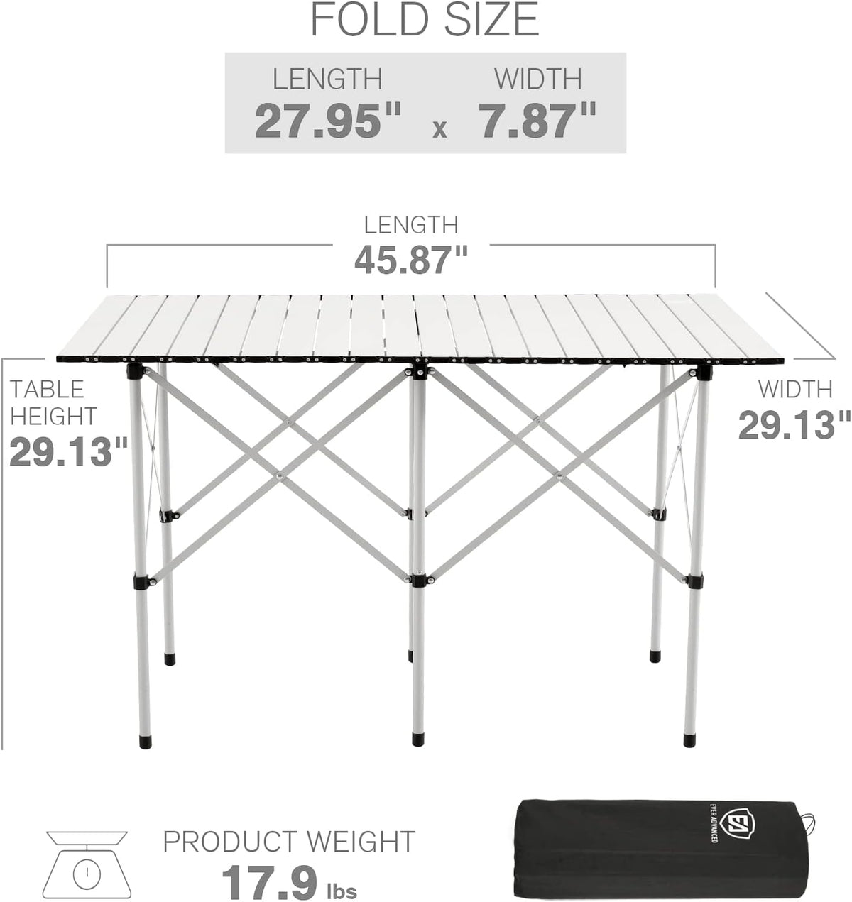 Lightweight Portable Aluminum Camping Table with Carry Bag I567