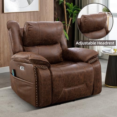 Brown Leather Power Lift Chair with Massage and Heat C72961