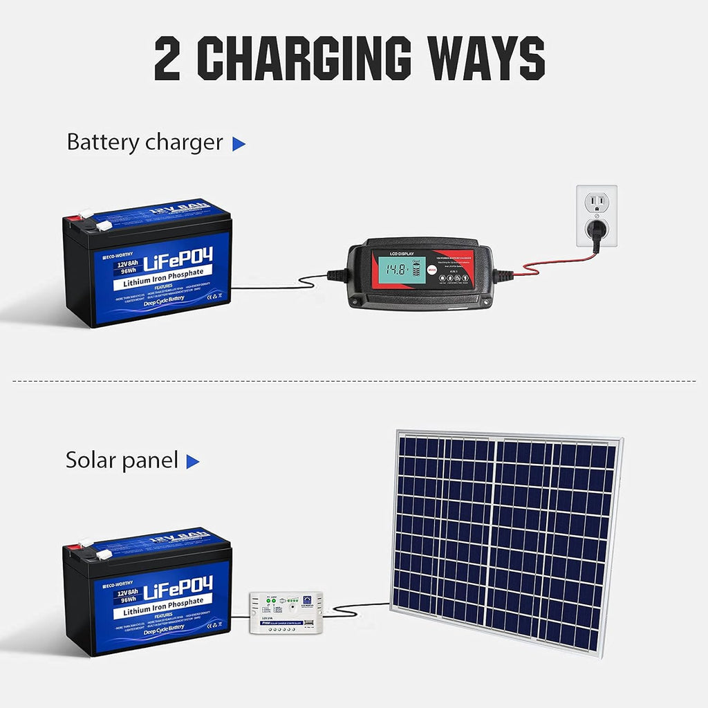 12V 8Ah Rechargeable LiFePO4 Battery with BMS Protection V554