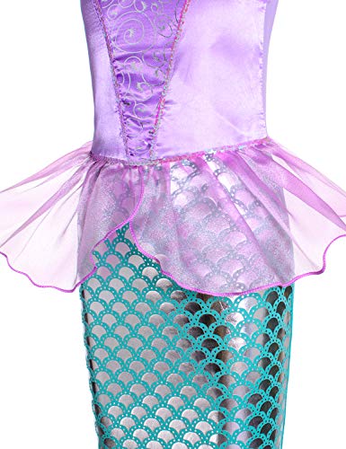 Pink Little Girls Princess Mermaid Costume with Wig Crown J60058