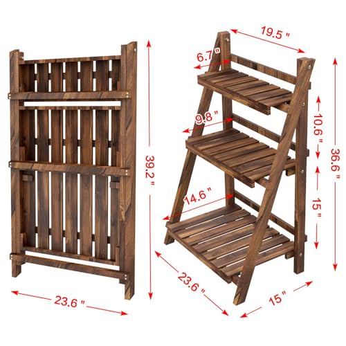 3-Tier Wooden Folding Plant Stand W802675