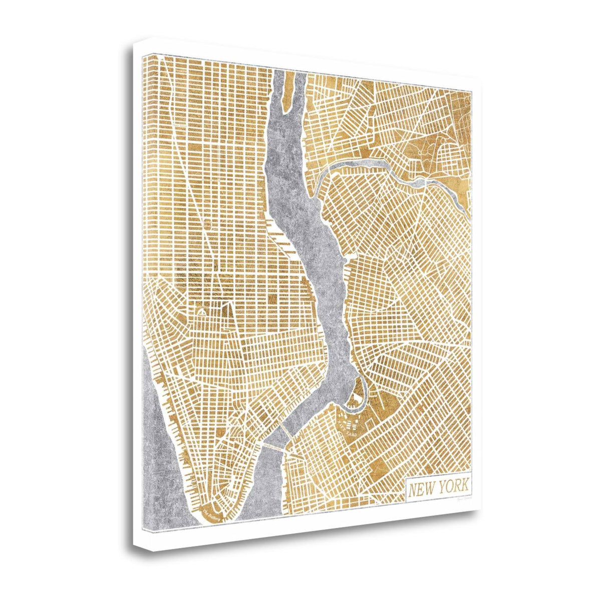 Gilded New York Map Giclee Print on Wrap Canvas C507