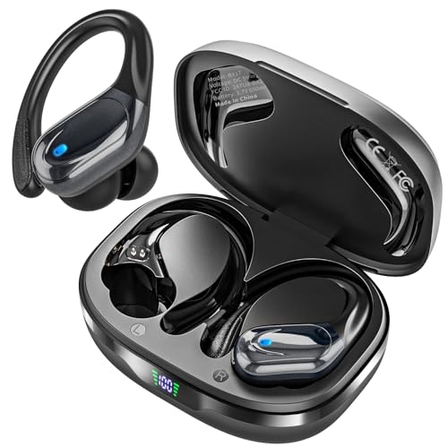 Black Wireless Earbuds with LED Display, IPX7 Waterproof A71327