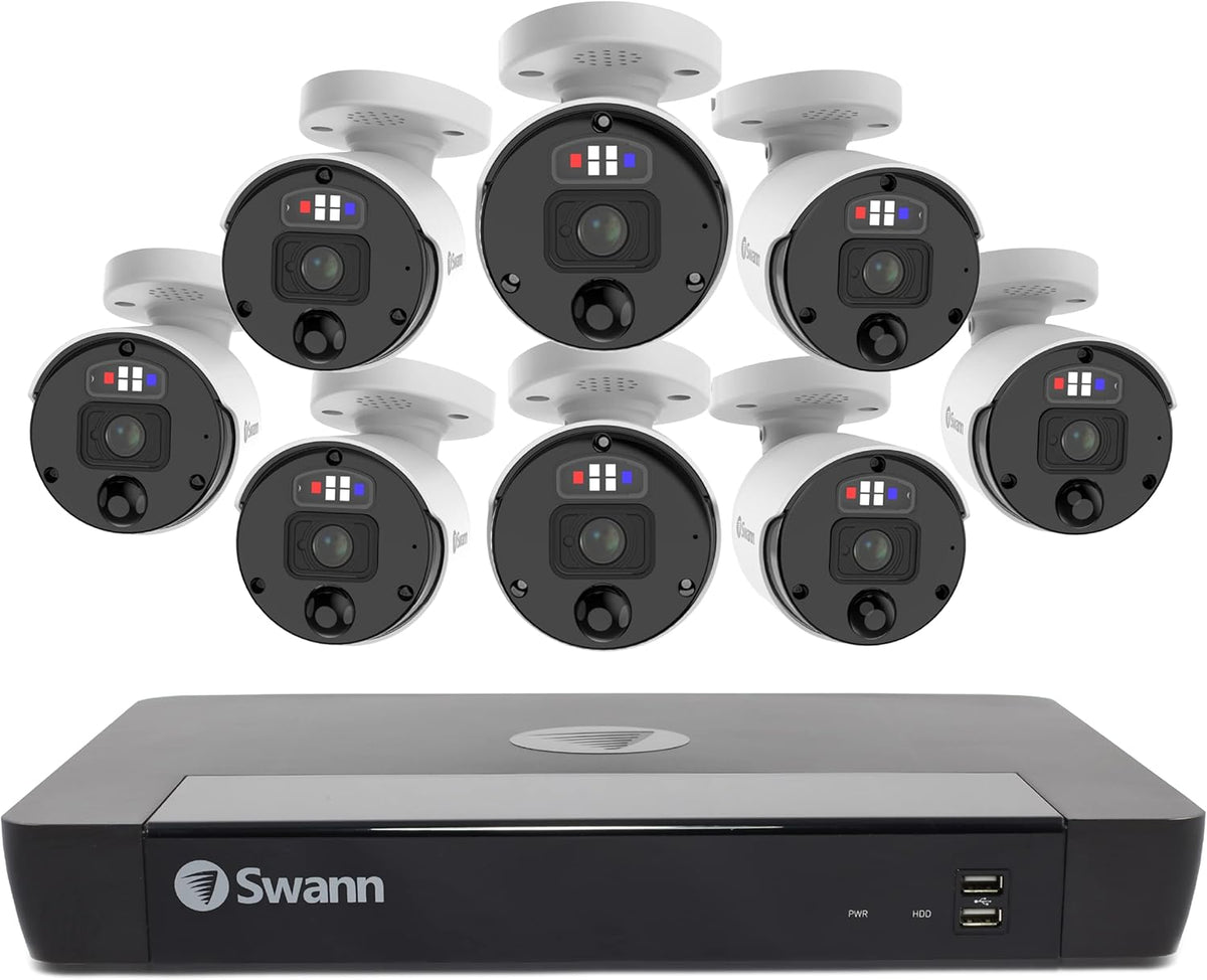 4K Indoor/Outdoor Security Camera System, 8 Bullet PoE Cameras 16 Channel NVR 2TB HDD P3641