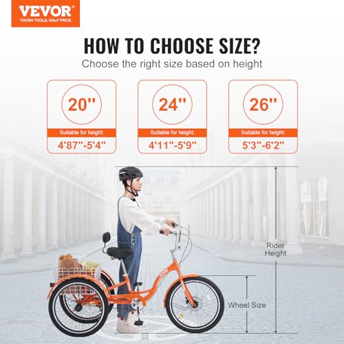 24 Inch Aluminum Alloy Three-Wheeled Tricycle (Orange) W787
