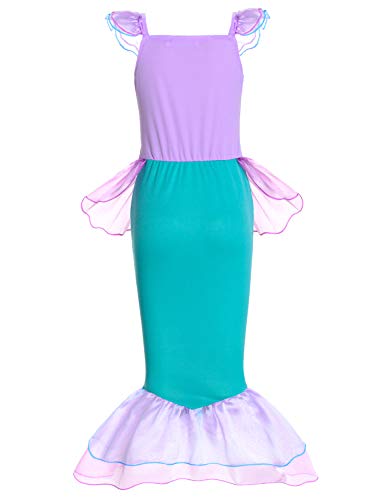 Pink Little Girls Princess Mermaid Costume with Wig Crown J60058