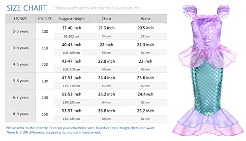 Pink Little Girls Princess Mermaid Costume with Wig Crown J60058