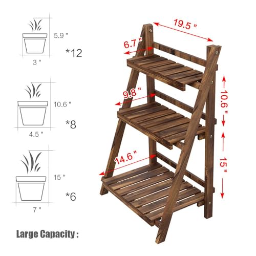 3-Tier Wooden Folding Plant Stand W802675