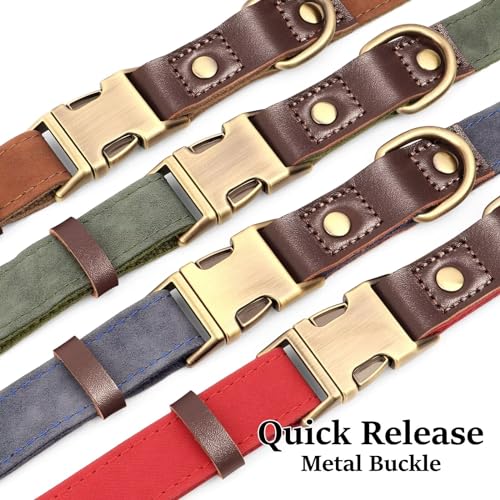 Brown Leather Dog Collar with Quick Release Metal Buckle N646