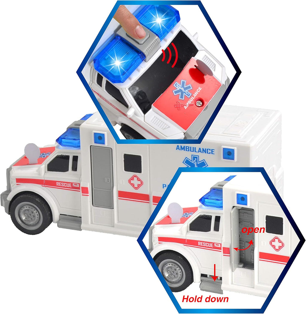 Friction Powered Emergency Vehicle Toy Playsets with Light and Sound O865