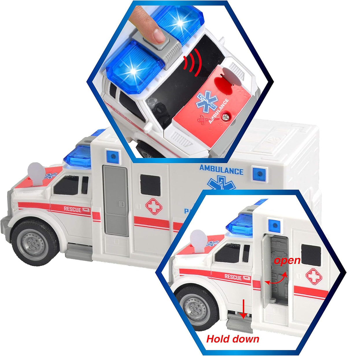 Friction Powered Emergency Vehicle Toy Playsets with Light and Sound O865