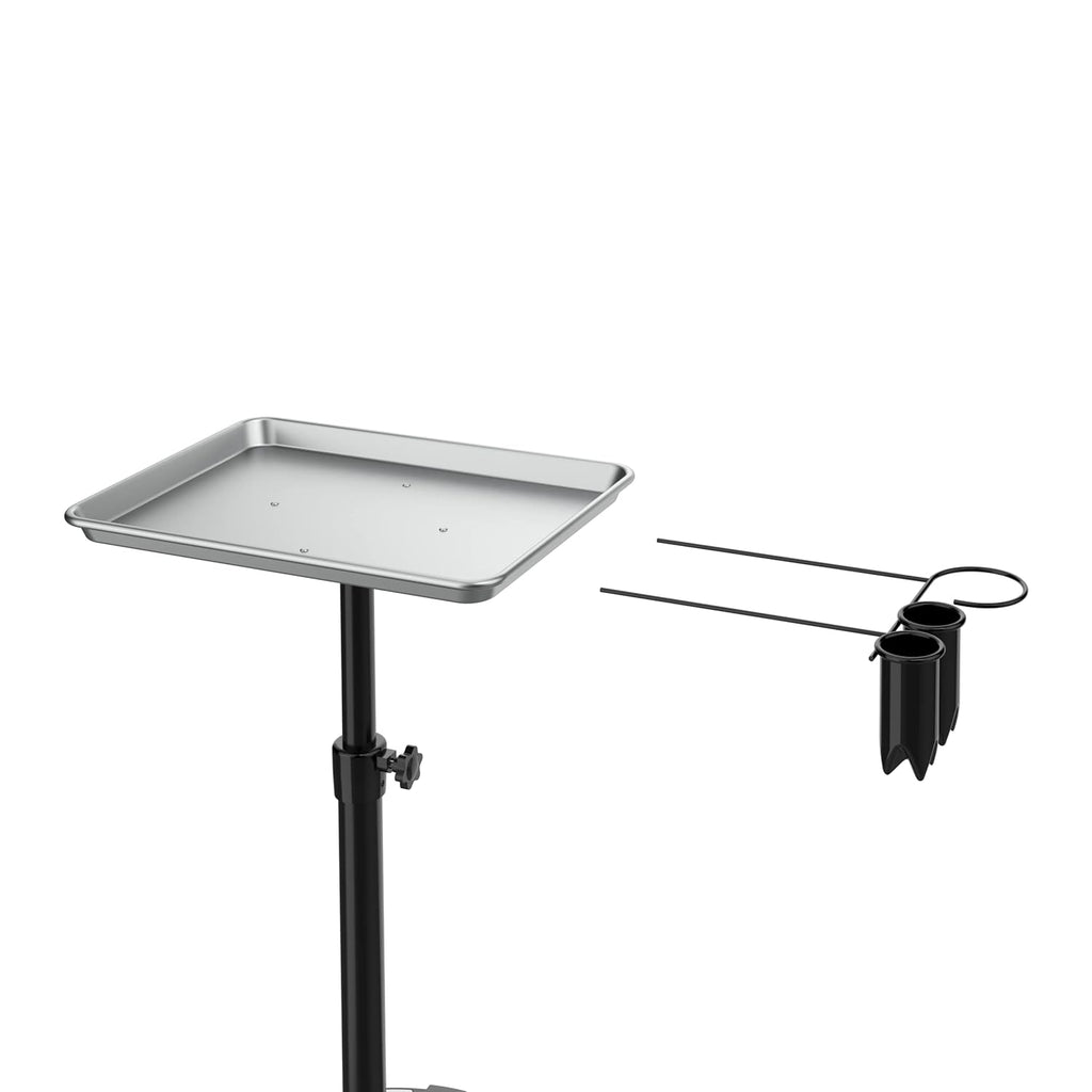 Adjustable Height Aluminum Salon Tray Cart with Accessory Caddy O615