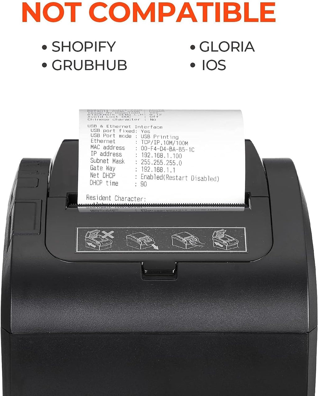 Black 80MM Thermal Receipt Printer with Auto Cutter Q12420