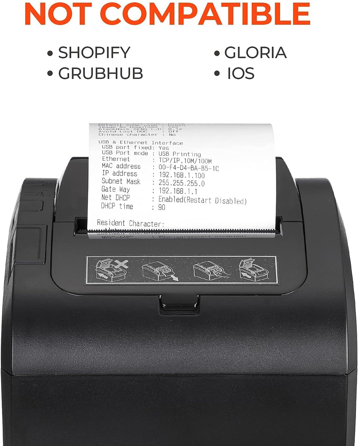 Black 80MM Thermal Receipt Printer with Auto Cutter Q12420