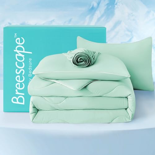 King Size Grey Cooling Comforter Set with 2 Pillowcases and 1 Fitted Sheet Q817